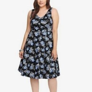 Torrid Blue & Black Hawaiian Floral Dress, size 12